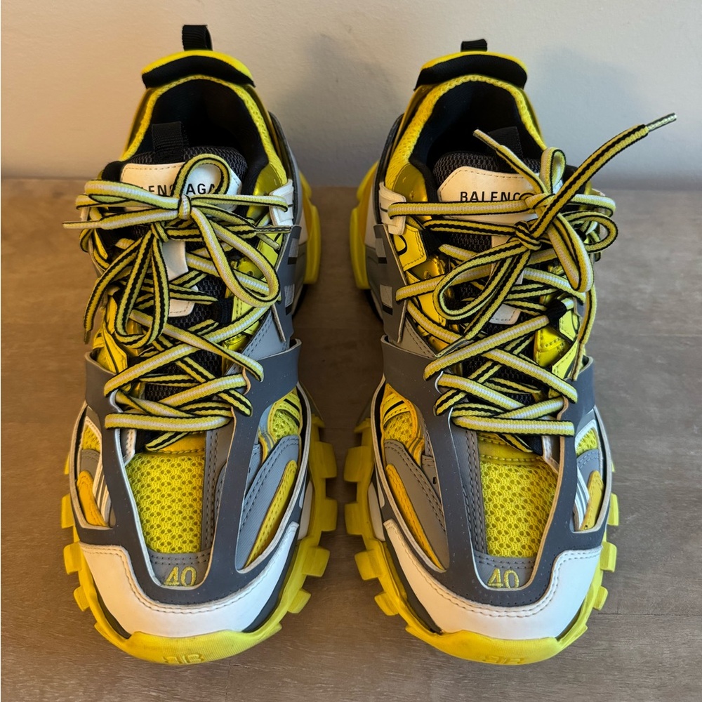 Balenciaga Yellow & Grey Track Sneakers sz 40 - Picture 2 of 6